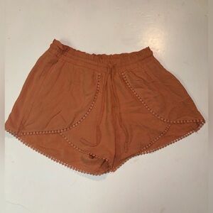 Aeropostale Crinkled High-Rise Wrap Petal Skort Short Orange Size S Beach Boho